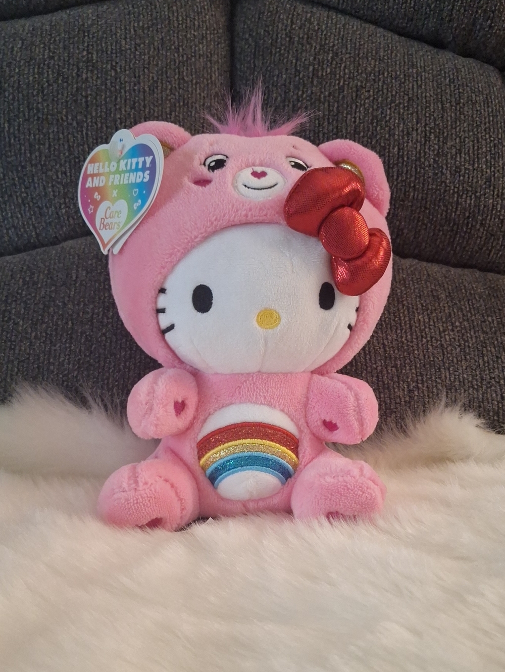 Care Bears Cheer Bear x Hello Kitty Plushie NWT